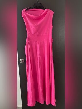 Elegant Fuchsia Pink Cowl Neck Maxi Dress - Size Small - Never Worn
